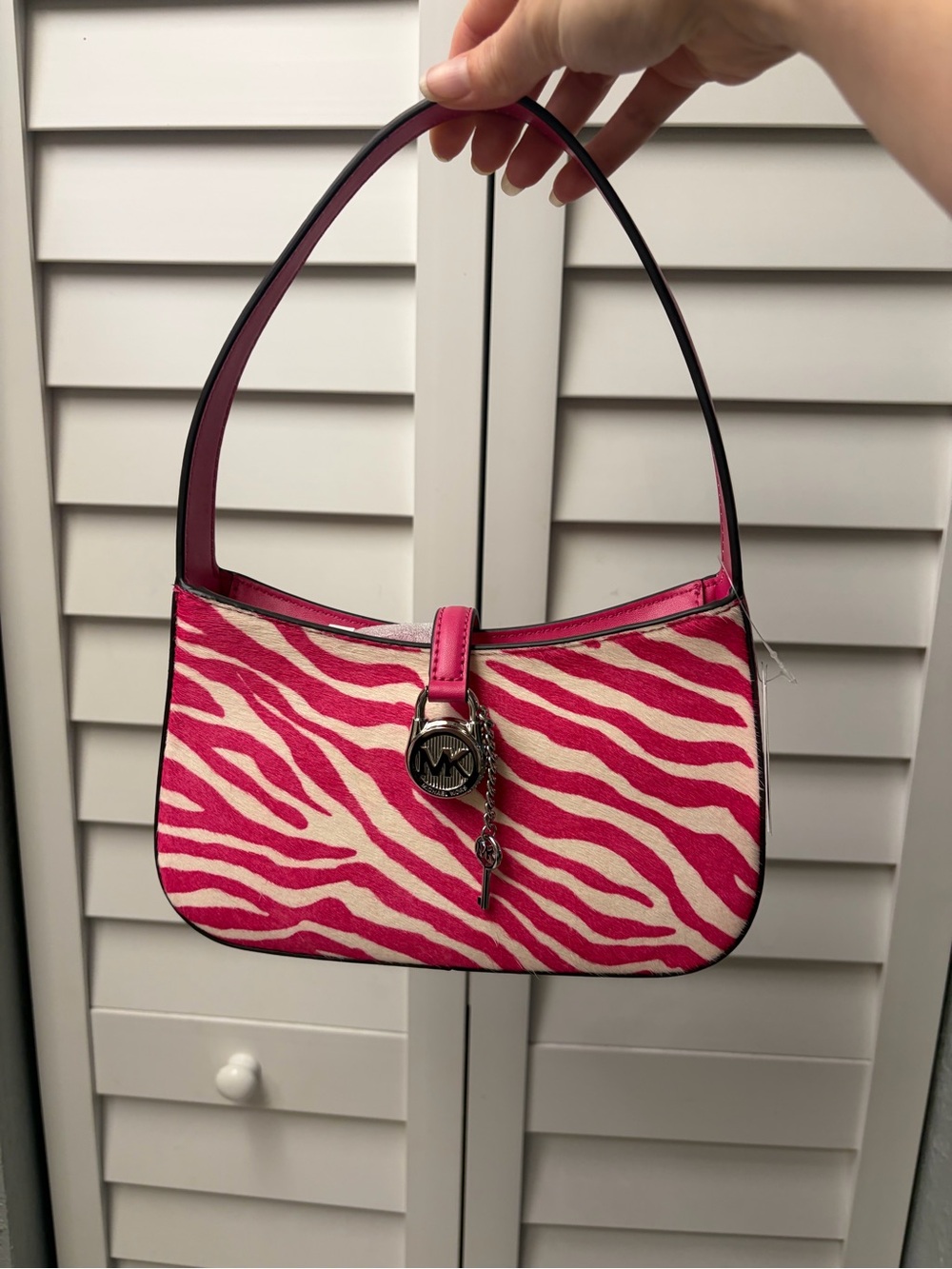 Michael Kors Pink and Cream Zebra Shoulder Bag